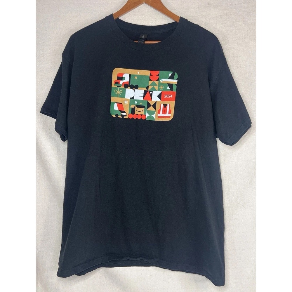 Amazon Peak 2024 T-Shirt Unisex Size L Black Green Short Sleeve Employee Shirt